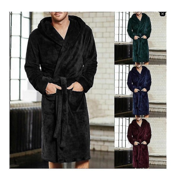 Snuggaroo Herr Mjuk Fleece Långärmad Huva Lounge Badrock Morgonrock blue S
