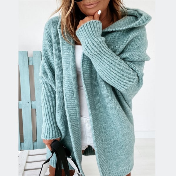 Medellånga ärm Cardigan Hood Design Lös tröja för kvinnor Höst Vinter Supply Enfärgad orange orange m