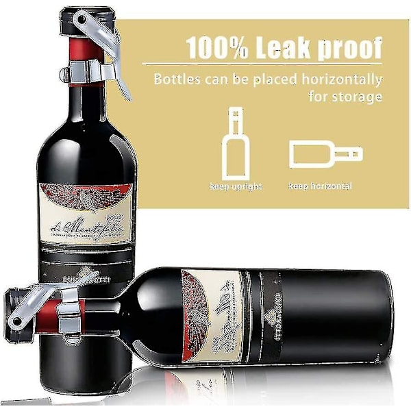 Champagne Prop, 6 stk. Champagneflaske Propforsegler i Rustfrit Stål til Cava Prosecco Mousserende Vin Prop Silver black