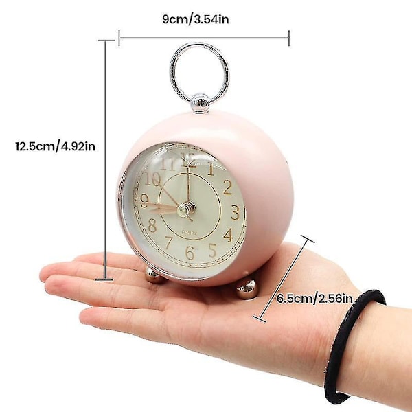 Tysta sängklockor Batteridrivna, ej tickande skrivbordsklocka Analog väckarklocka Retro väckarklocka i sovrummet Enkel[HY]-XinHan Pink