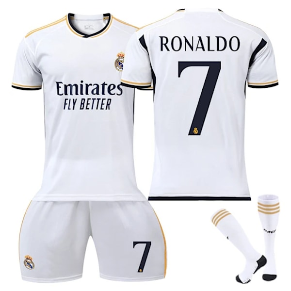 23-24 Ronaldo 7 Real Madrid tröja Ny säsong Senaste fotbollströjor för vuxna barn VTY Sarl Kids 18(100-110cm)