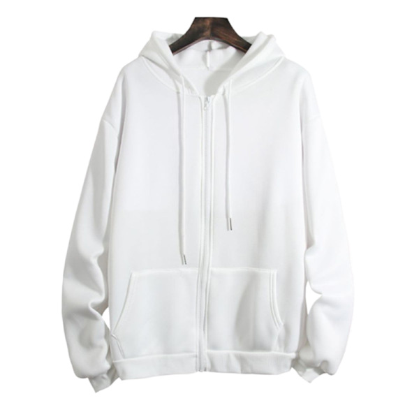 Damtröjor med dragsko Casual Sports Lös dragkedja med huva White White 3XL