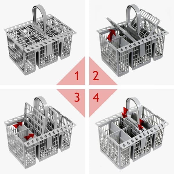 Bestikkurv for oppvaskmaskin (avtakbart håndtak)