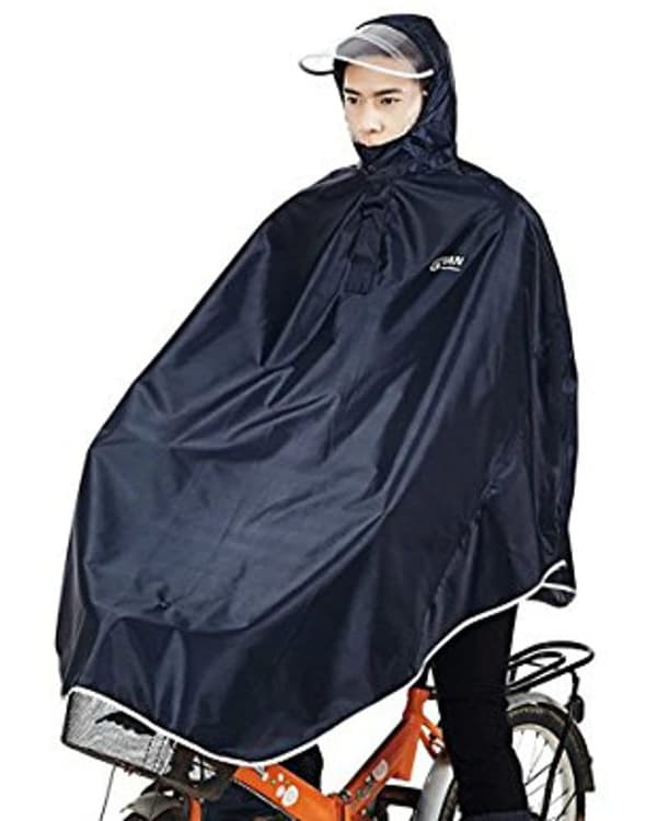 Utomhus regnponcho vattentät lätt regnjacka poncho med Schwarz