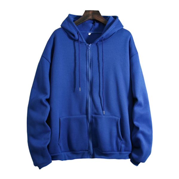 Damtröjor med dragsko Casual Sports Lös dragkedja med huva Blue Blue XL