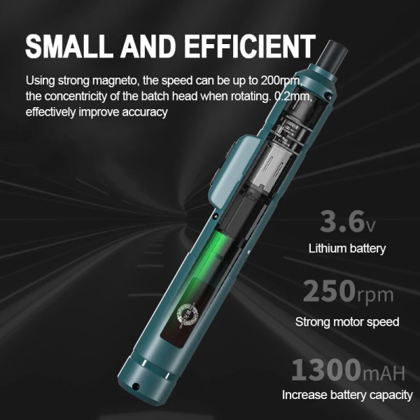 Mini trådlös elektrisk skruvmejselsats set USB uppladdningsbar skruvmejsel 3,6V 250r/min Hem Elektrisk borr Reparation Power Green-Basic set