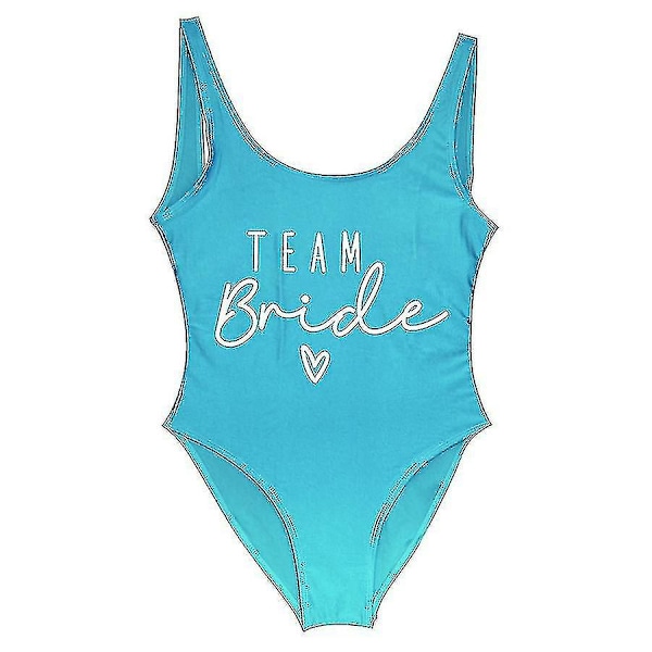 S-3xl Print Team Brud Baddräkt i ett stycke Kvinnor Badkläder Bachelorette Party Baddräkt Sommar Beatchwear Baddräkt lake blue XXL