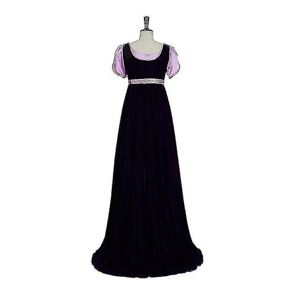 Bridgerton Kjole, Regency Kjole, Vintage Lilla Ballkjole, Jane Austen Satengkjole 3XL
