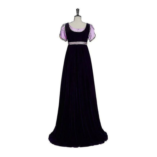 Bridgerton Kjole, Regency Kjole, Vintage Lilla Ballkjole, Jane Austen Satengkjole S