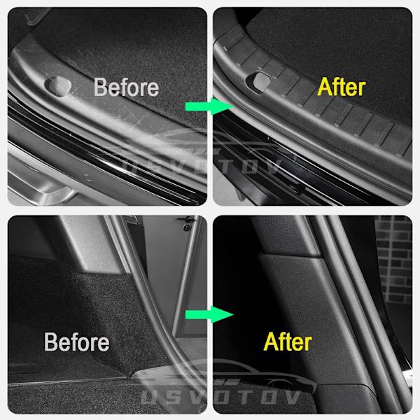 Trunk Protector Guard för Tesla Model Y Anti-Scratch Matta Bakre Lasttröskel Tröskel Cover Stötfångare ABS Organizer Pad Tillbehör 3pcs Model Y