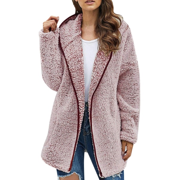 Dame Casual Ensfarvet Revers Langærmet Trøje Vinter Efterår Tyk Behagelig lang sort black 2xl