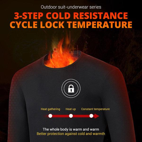 USB Eluppvärmda Underkläder Thermal Pyjamas Long Johns Set Damkläder-svart Damkläder-svart L