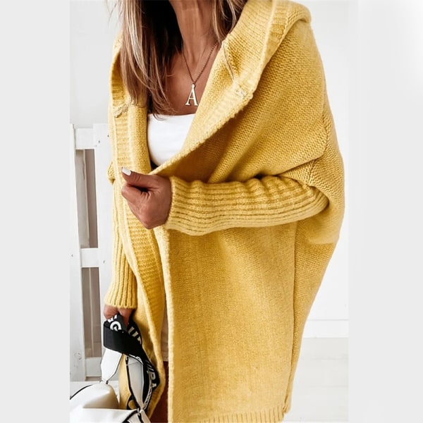 Medellånga ärm Cardigan Hood Design Lös tröja för kvinnor Höst Vinter Supply Enfärgad apple green apple green s
