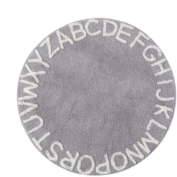 Rund ABC-matta för barn alfabetet för barnkammare för lekrum i sovrummet Grey Grey 32 Inches