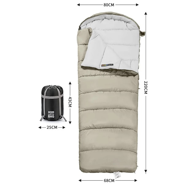 Aikuisten makuupussi ulkoiluun neljä vuodenaikaa yleiskäyttöinen talvi kylmänkestävä puuvillavuori lämmin mukava Khaki 1.5KG