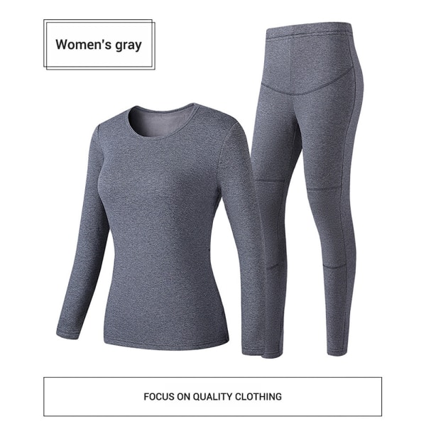 USB Eluppvärmda Underkläder Thermal Pyjamas Long Johns Set Damkläder-Grå Damkläder-Grå L