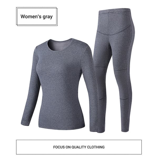 USB Eluppvärmda Underkläder Thermal Pyjamas Long Johns Set Damkläder-Grå Damkläder-Grå XXL
