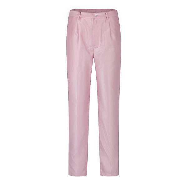 Dame 3-delt Sæt Kontor Professionel Business Ensfarvet Slim Fit Sæt (Blazer & Bukser & Vest) Pink XL