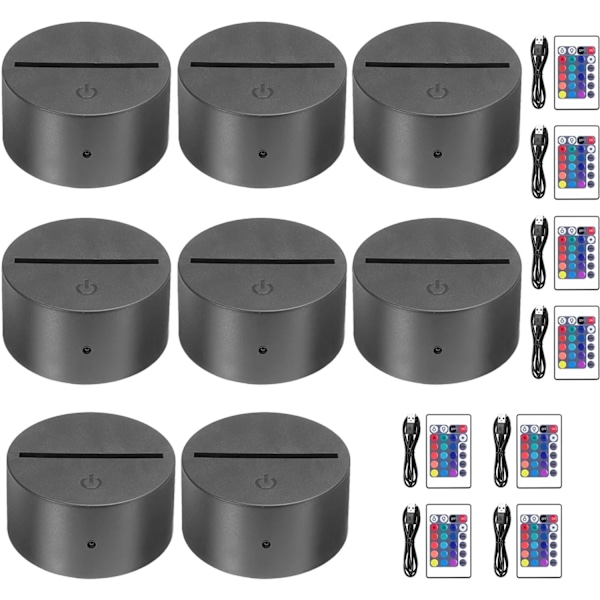 2/4/6/8/10/12 stk LED Lampebase Bord 3D Nattlysbase Med Fjernkontroll Og USB-Kabel 16 Farger Lysstativ Engros 10 Pcs