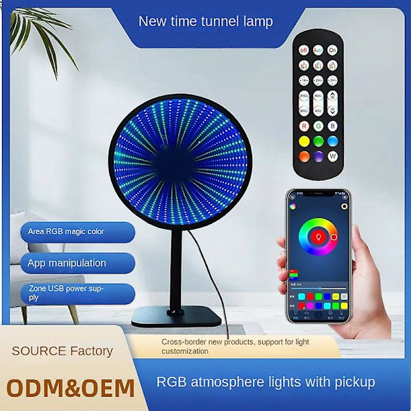 Tidstunnel Lampe 3D Abyss Lampe Uendelig Utvidet Romlampe Kreativ Atmosfære Gave Lampe Fixed base regular version