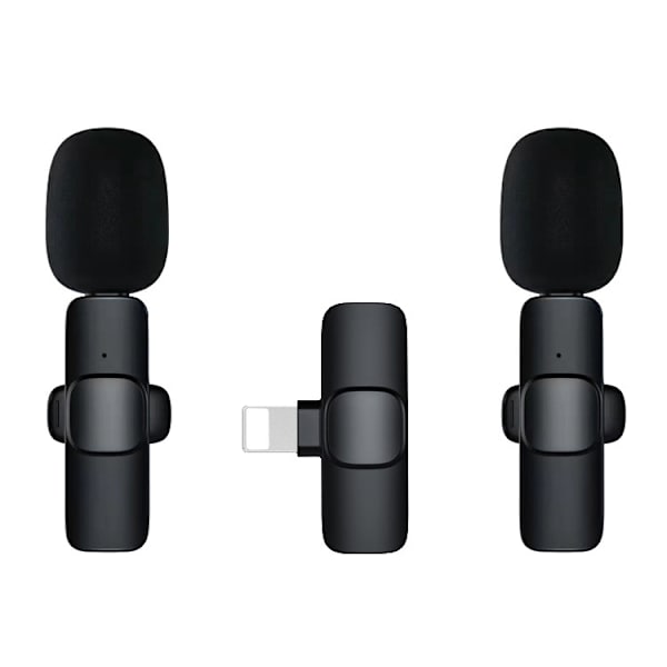 2 stk trådløse Lavalier-mikrofoner for iPhone iPad, Plug-Play