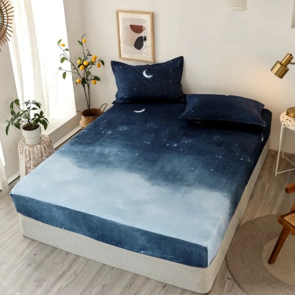 moon night modernt mönster försett lakan case set sängskydd dammtätt funktionellt sänglinne 25 cm djup WLxiaoqiche 90x200cm