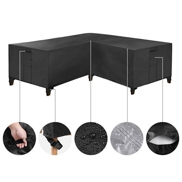 möbelskydd överdrag skydd till utemöbler hörnsoffa med vattentät svart svart 300*300*98 cm