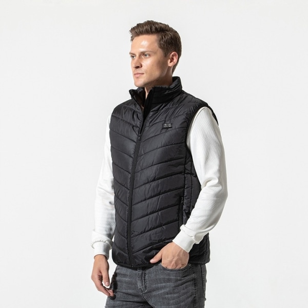 Oppvarmet vest for menn og kvinner, USB-oppladbar oppvarmet jakke, kontrollvest, 3 varmenivåer, 11 varmesoner, svart black 5XL