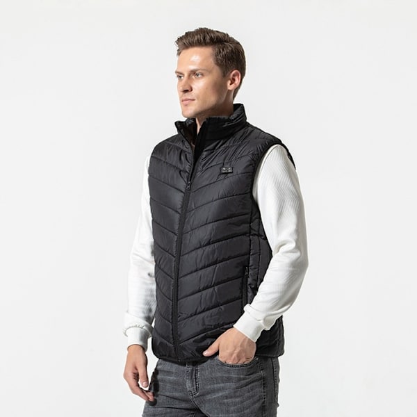 Opvarmet vest til mænd og kvinder USB opladbar opvarmet jakke kontrolvest, 3 varmeindstillinger 11 varmezoner sort black 6XL