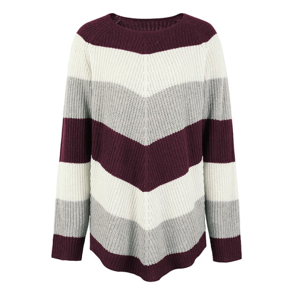Dame Langærmet Trøje Vinter Varm Jumper Toppe Vinrød Wine Red S