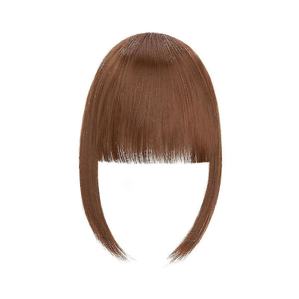 Clip-in Hårpannelugg Extensions Fransk Hårpannelugg Ryddig Hår Hårdeler lightbrown 28cm