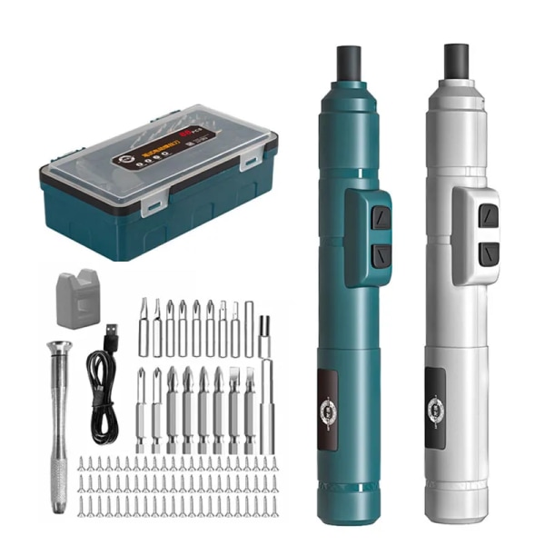 Mini trådlös elektrisk skruvmejselsats set USB uppladdningsbar skruvmejsel 3,6V 250r/min Hem Elektrisk borr Reparation Power White-Basic set