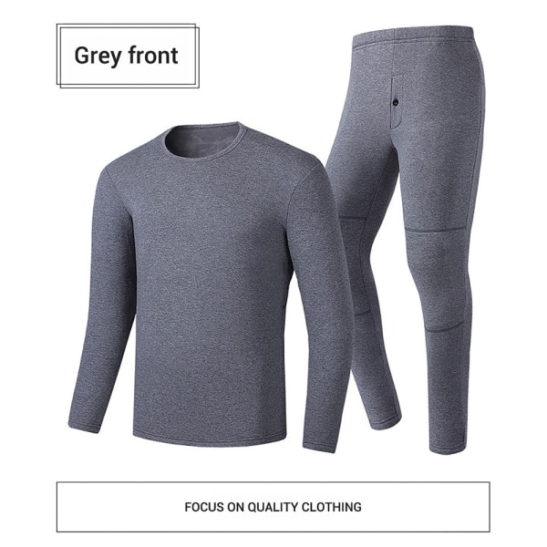 USB Eluppvärmda Underkläder Thermal Pyjamas Long Johns Set Herrkläder-Grå Herrkläder-Grå 4XL