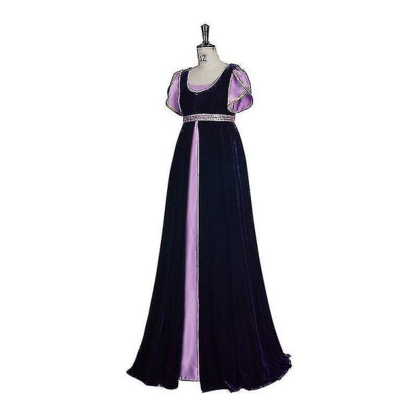 Bridgerton Kjole, Regency Kjole, Vintage Lilla Ballkjole, Jane Austen Satengkjole 2XL
