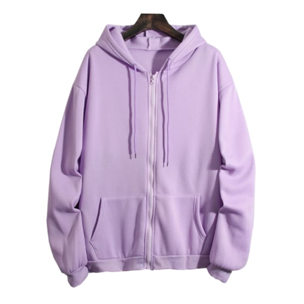 Damtröjor med dragsko Casual Sports Lös dragkedja med huva Purple Purple L