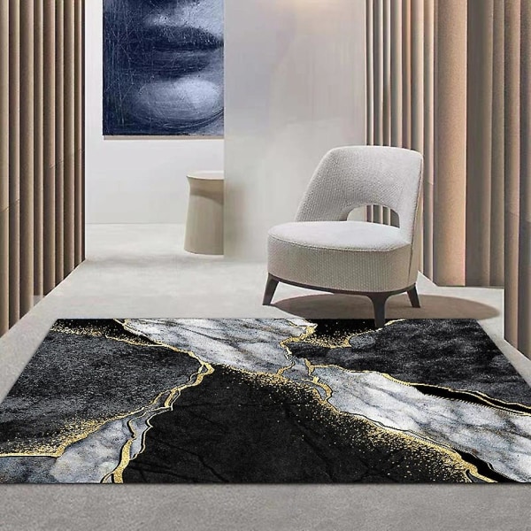 Svart Guld Marmor Matta För Vardagsrum Lyx Heminredning Soffbord Stor yta Mattor Halkfri Golvmatta Entrédörrsmatta 04 80x160cm 32x63inch