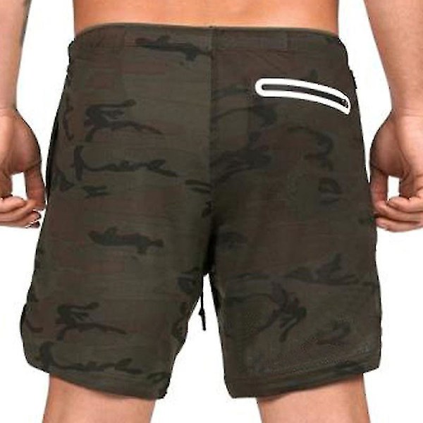Löpshorts för män Gym Träningsbyxor Jogging Halvbyxor Träningsbyxor med fickor Camo M