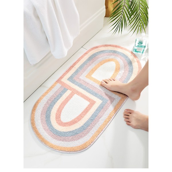 Brusemåtte skridsikker Absorberende bad Badeværelsesmåtte Tæppe Geometrisk Entry Mobius ring Mobius ring 40*80cm