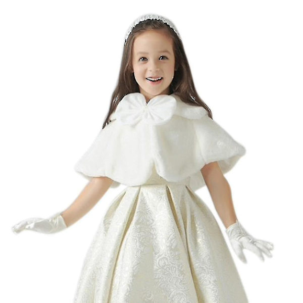 Blomstertjejer fuskpäls axelryckning Brudtärna Bröllop Bolero Barn Barn Cape Cover S