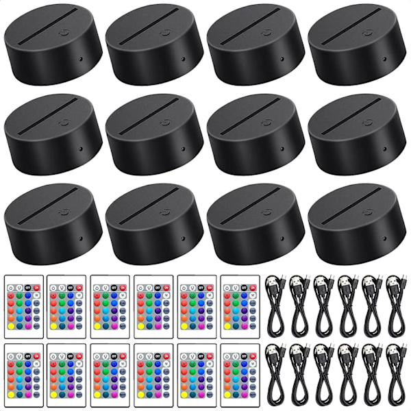2/4/6/8/10/12 stk LED Lampebase Bord 3D Nattlysbase Med Fjernkontroll Og USB-Kabel 16 Farger Lysstativ Engros 4 Pcs