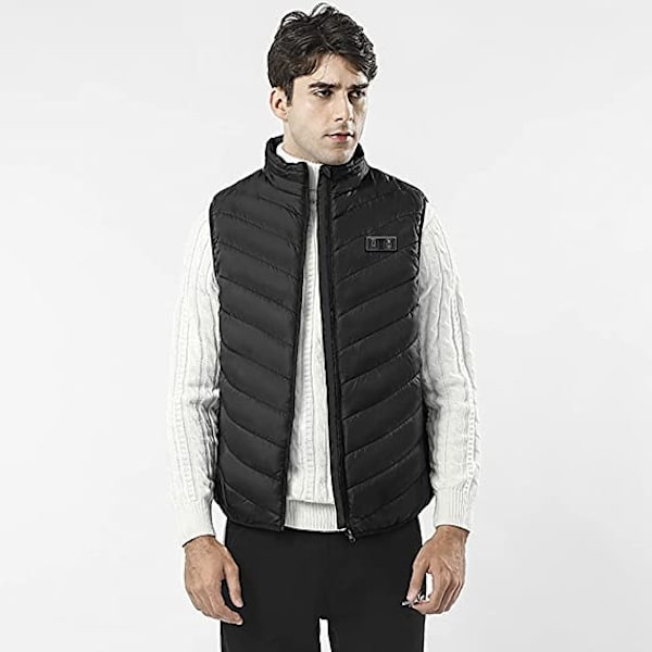 Opvarmet vest til mænd og kvinder USB opladbar opvarmet jakke kontrolvest, 3 varmeindstillinger 11 varmezoner sort black 6XL
