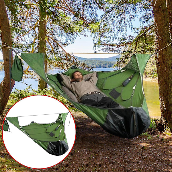 Bärbar utomhuscamping hängmatta med myggnät hängande color
