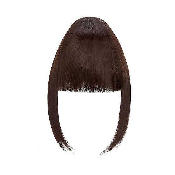 Clip-in Hårpannelugg Extensions Fransk Hårpannelugg Ryddig Hår Hårdeler mediumbrown 28cm