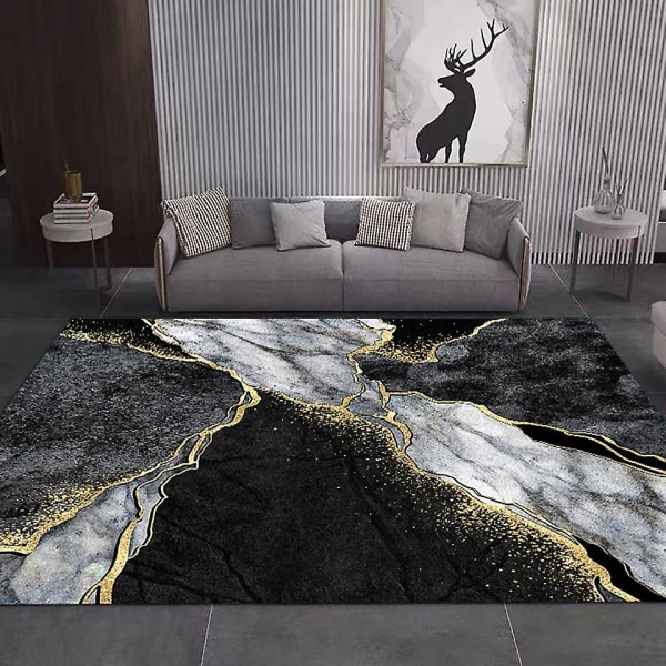 Svart Guld Marmor Matta För Vardagsrum Lyx Heminredning Soffbord Stor yta Mattor Halkfri Golvmatta Entrédörrsmatta 01 80x120cm 32x47inch