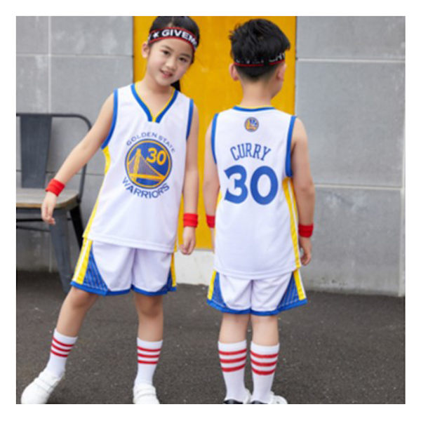 Børn NBA Golden State Warriors #30 Stephen Curry Højkvalitets Dri-FIT basketuniform sort black 2xs 2