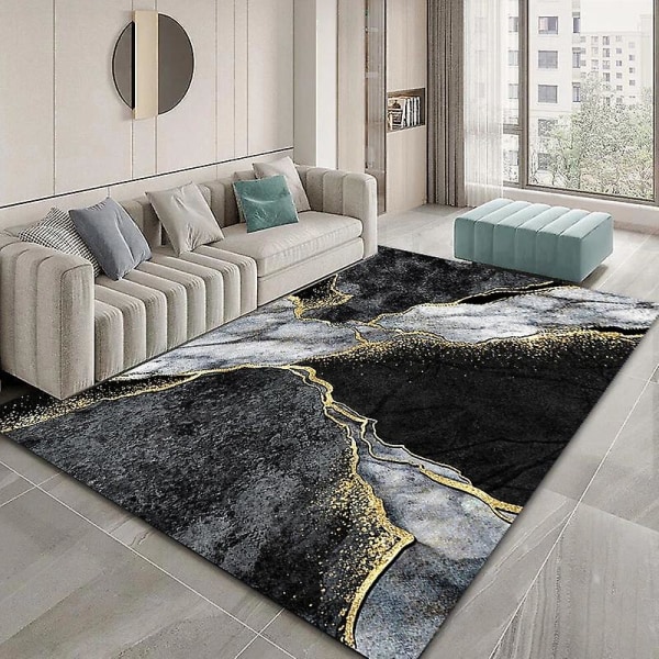 Svart Guld Marmor Matta För Vardagsrum Lyx Heminredning Soffbord Stor yta Mattor Halkfri Golvmatta Entrédörrsmatta 02 40x120cm 16x47inch