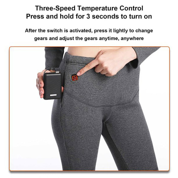 USB Eluppvärmda Underkläder Thermal Pyjamas Long Johns Set Damkläder-Grå Damkläder-Grå L
