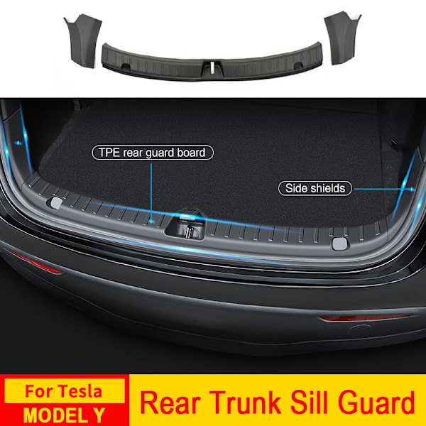 Trunk Protector Guard för Tesla Model Y Anti-Scratch Matta Bakre Lasttröskel Tröskel Cover Stötfångare ABS Organizer Pad Tillbehör 3pcs Model Y