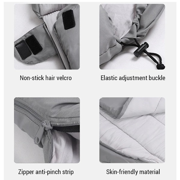 Vuxen sovsäck för utomhuscamping, fyra säsonger, universell, vinter, köldbeständig, bomullsfoder, varm och bekväm Grey 1.8KG