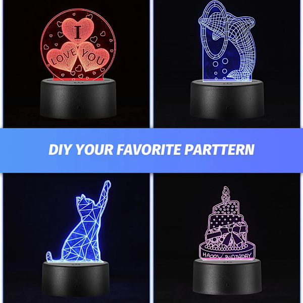2/4/6/8/10/12 kpl LED-lampun kanta pöydälle 3D-yövalon kanta kaukosäätimellä ja USB-kaapelilla 16 värin valoteline tukkumyynti 4 Pcs
